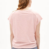 ARMEDANGELS Oneliaa Lovely Stripes Oatmilk Deep Rosalilly T-Shirt