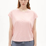 ARMEDANGELS Oneliaa Lovely Stripes Oatmilk Deep Rosalilly T-Shirt