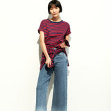 ARMEDANGELS T-Shirt Idaara Streifen Blue Noon Coral Blush