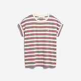 Camiseta ARMEDANGELS Idaara Stripes Undyed Velvet Red Soft Blue - imagen oficial 101