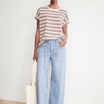 Camiseta ARMEDANGELS Idaara Stripes Undyed Velvet Red Soft Blue - imagen oficial 301
