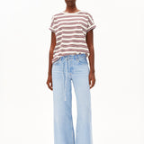 Camiseta ARMEDANGELS Idaara Stripes Undyed Velvet Red Soft Blue - imagen oficial 411