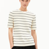 ARMEDANGELS Jaanisara Fine Stripe Oatmilk Black T-Shirt