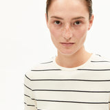 ARMEDANGELS Jaanisara Fine Stripe Oatmilk Black T-Shirt