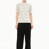 ARMEDANGELS Jaanisara Fine Stripe Oatmilk Black T-Shirt