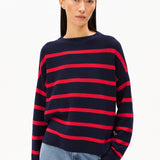Jersey ARMEDANGELS  Merinaa Stripes Tinted Navy Candy Apple