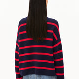 Jersey ARMEDANGELS  Merinaa Stripes Tinted Navy Candy Apple