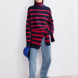 Jersey ARMEDANGELS  Merinaa Stripes Tinted Navy Candy Apple