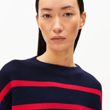 Jersey ARMEDANGELS  Merinaa Stripes Tinted Navy Candy Apple