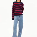 Jersey ARMEDANGELS  Merinaa Stripes Tinted Navy Candy Apple