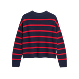 Jersey ARMEDANGELS  Merinaa Stripes Tinted Navy Candy Apple
