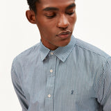Camisa ARMEDANGELS Quaasa Stripe Petrol Velvet, detalle
