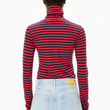 Camiseta ARMEDANGELS Manga Larga Grazilianaa Stripes Tinted Navy-Candy Apple