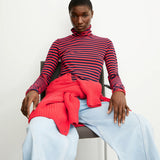 Camiseta ARMEDANGELS Manga Larga Grazilianaa Stripes Tinted Navy-Candy Apple