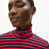 Camiseta ARMEDANGELS Manga Larga Grazilianaa Stripes Tinted Navy-Candy Apple