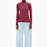 Camiseta ARMEDANGELS Manga Larga Grazilianaa Stripes Tinted Navy-Candy Apple