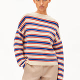 Jersey ARMEDANGELS Merinaa Stripes Oatmilk / Mars Red / Dynamo Blue