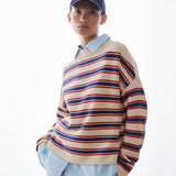 Jersey ARMEDANGELS Merinaa Stripes Oatmilk / Mars Red / Dynamo Blue