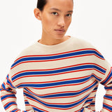 Jersey ARMEDANGELS Merinaa Stripes Oatmilk / Mars Red / Dynamo Blue