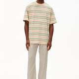 Camiseta ARMEDANGELS Iconic Maarkos Stripes Foam Washed Berry