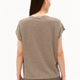 Camiseta ARMEDANGELS Slub Stripe Sand Stone / Dried Palm
