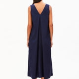 Vestido ARMEDANGELS Poplin Maxi Cuello Pico Tinted Navy