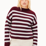 Jersey ARMEDANGELS Merinaa Striped Velvet Red Soft Blue Oatmilk