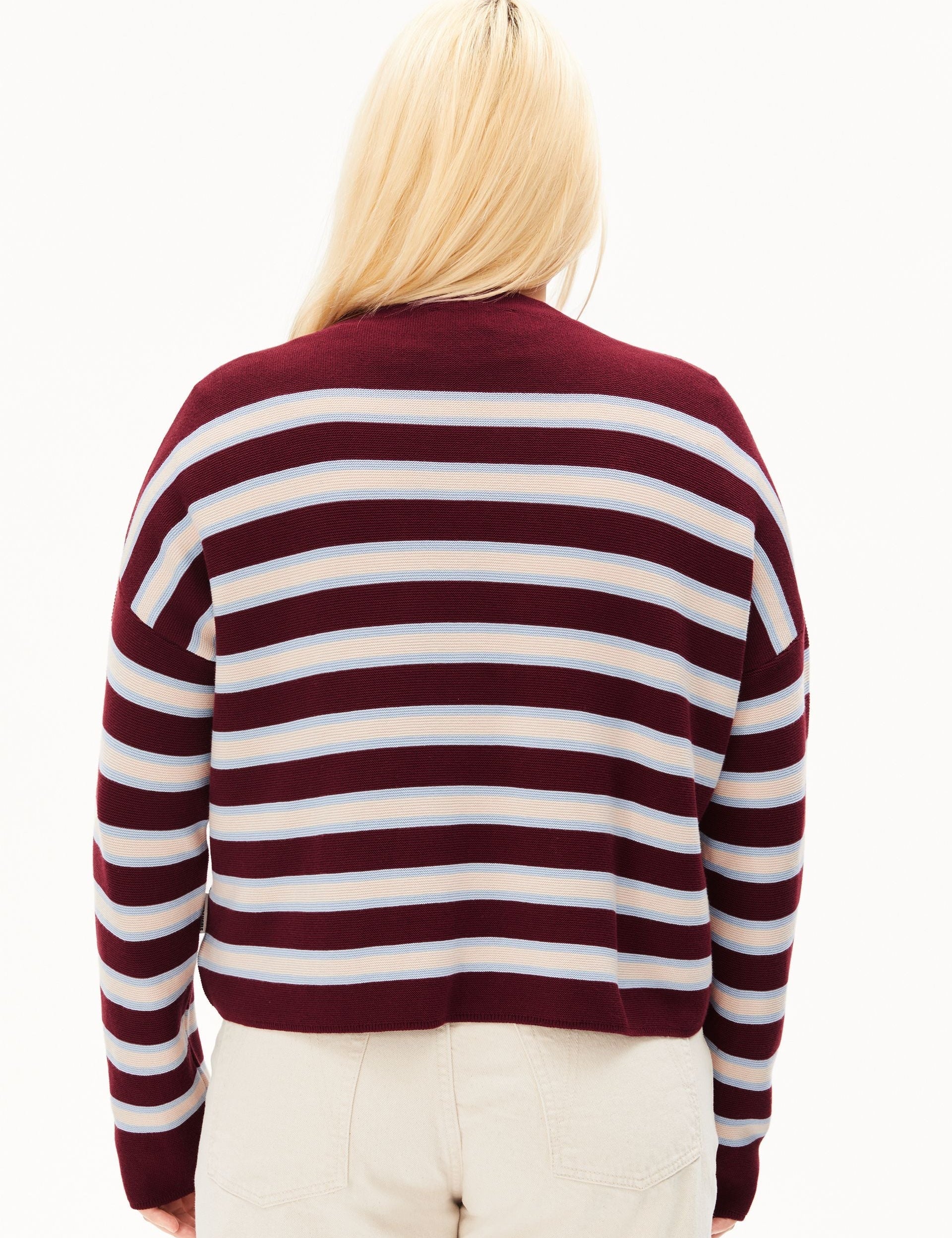 Jersey ARMEDANGELS Merinaa Striped Velvet Red Soft Blue Oatmilk - imagen oficial 211