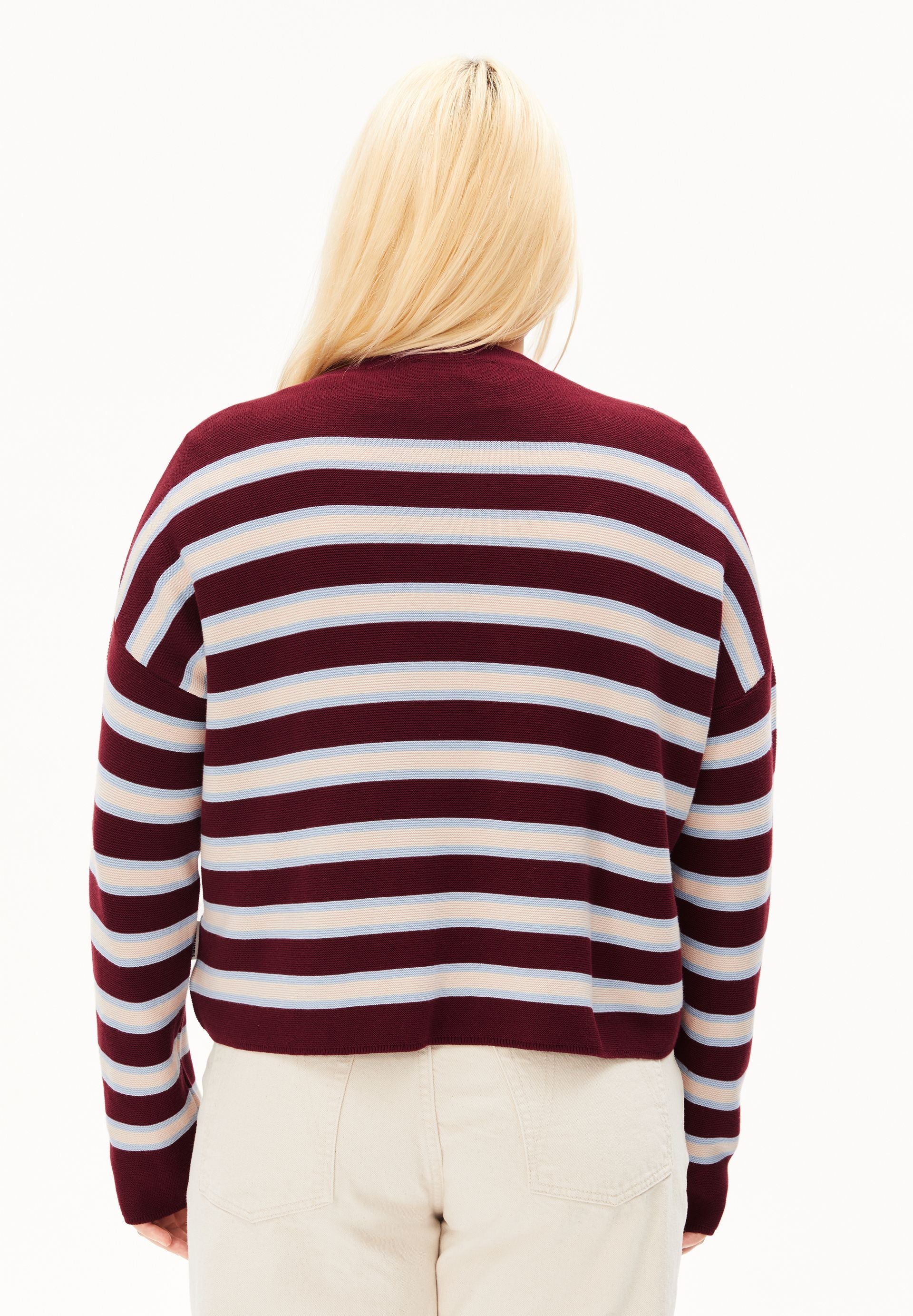 Jersey ARMEDANGELS Merinaa Striped Velvet Red Soft Blue Oatmilk - imagen oficial 211
