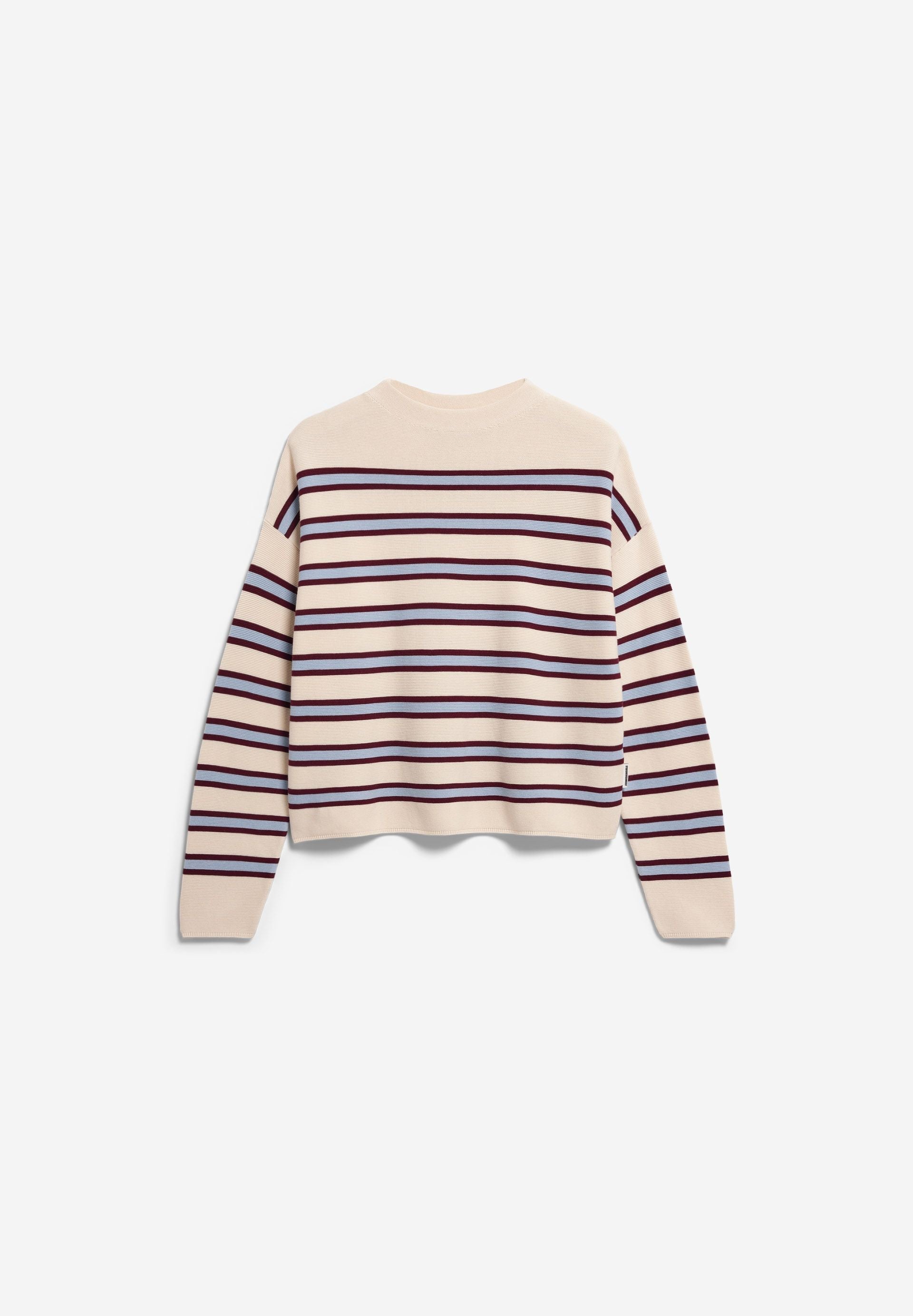Jersey ARMEDANGELS Merinaa Striped Oatmilk Velvet Red Soft Blue - imagen oficial 101