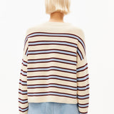 Jersey ARMEDANGELS Merinaa Striped Oatmilk Velvet Red Soft Blue - imagen oficial 211