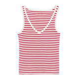 Top ESE O ESE Stripes Ecru Red