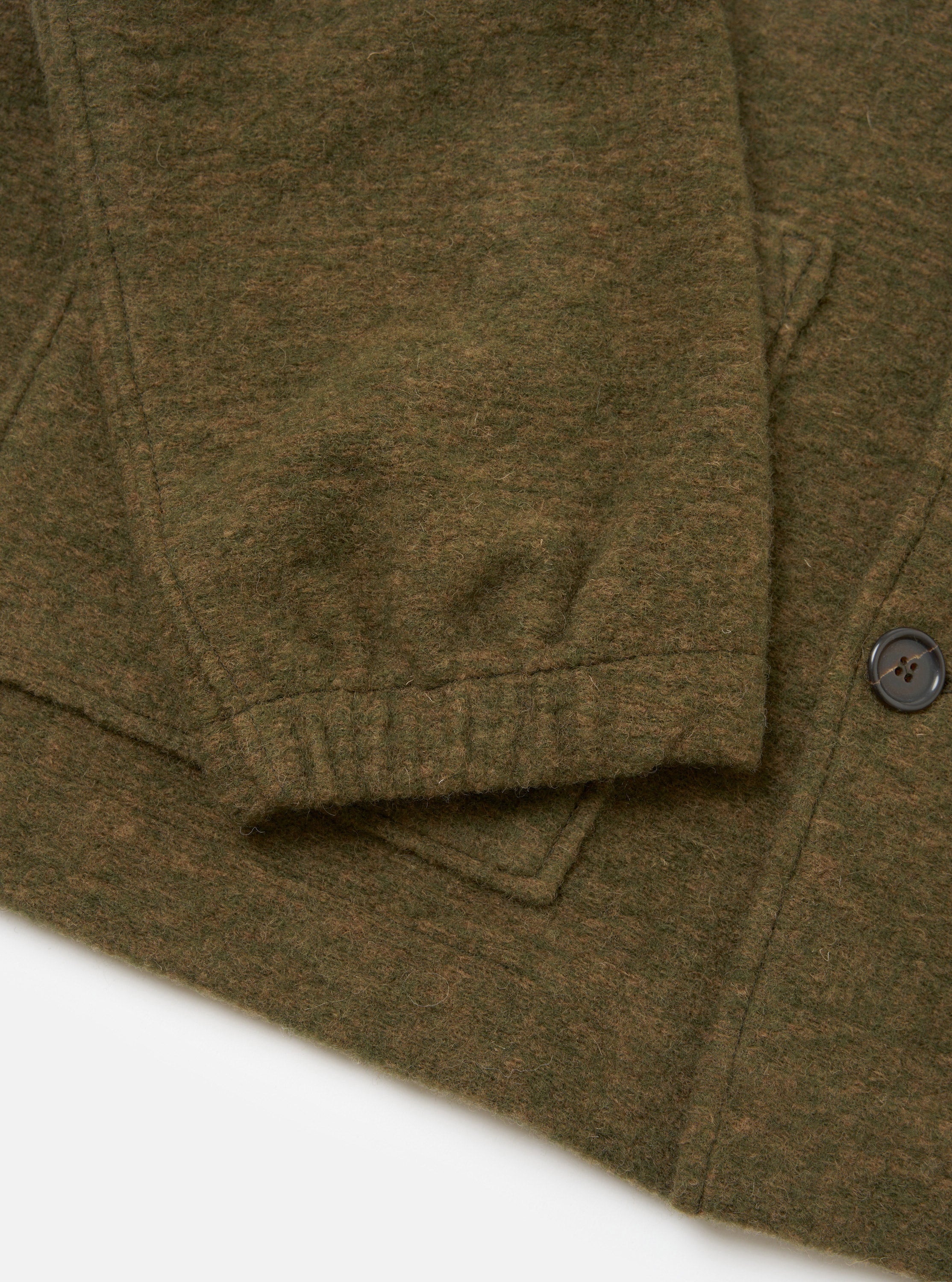 Chaqueta UNIVERSAL WORKS Wool Mix Knit Rams Jacket Olive - vista oficial 6