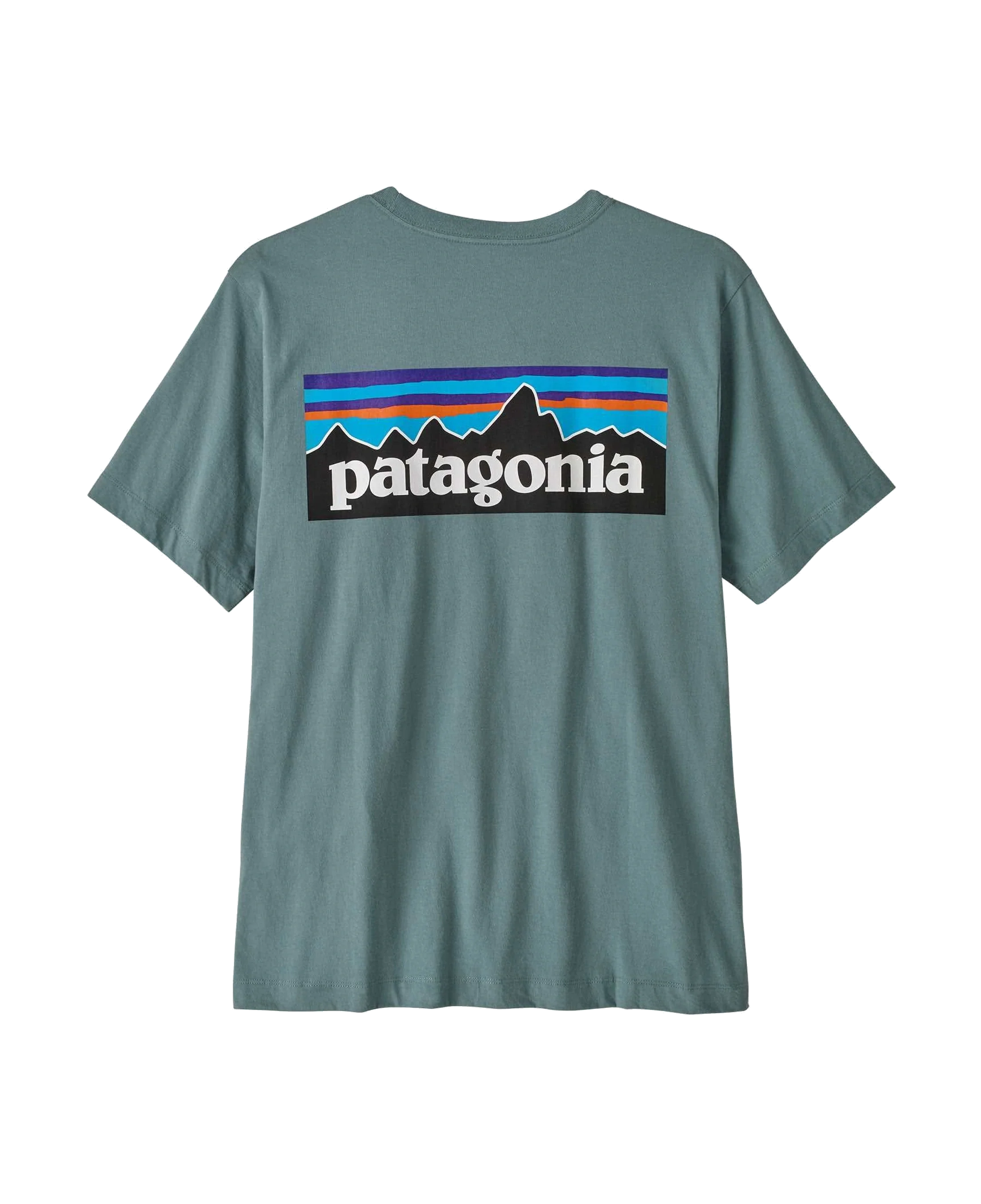 Camiseta PATAGONIA Men's P-6 Logo T-Shirt Blue Sage flat frontal transparente 2200x2700