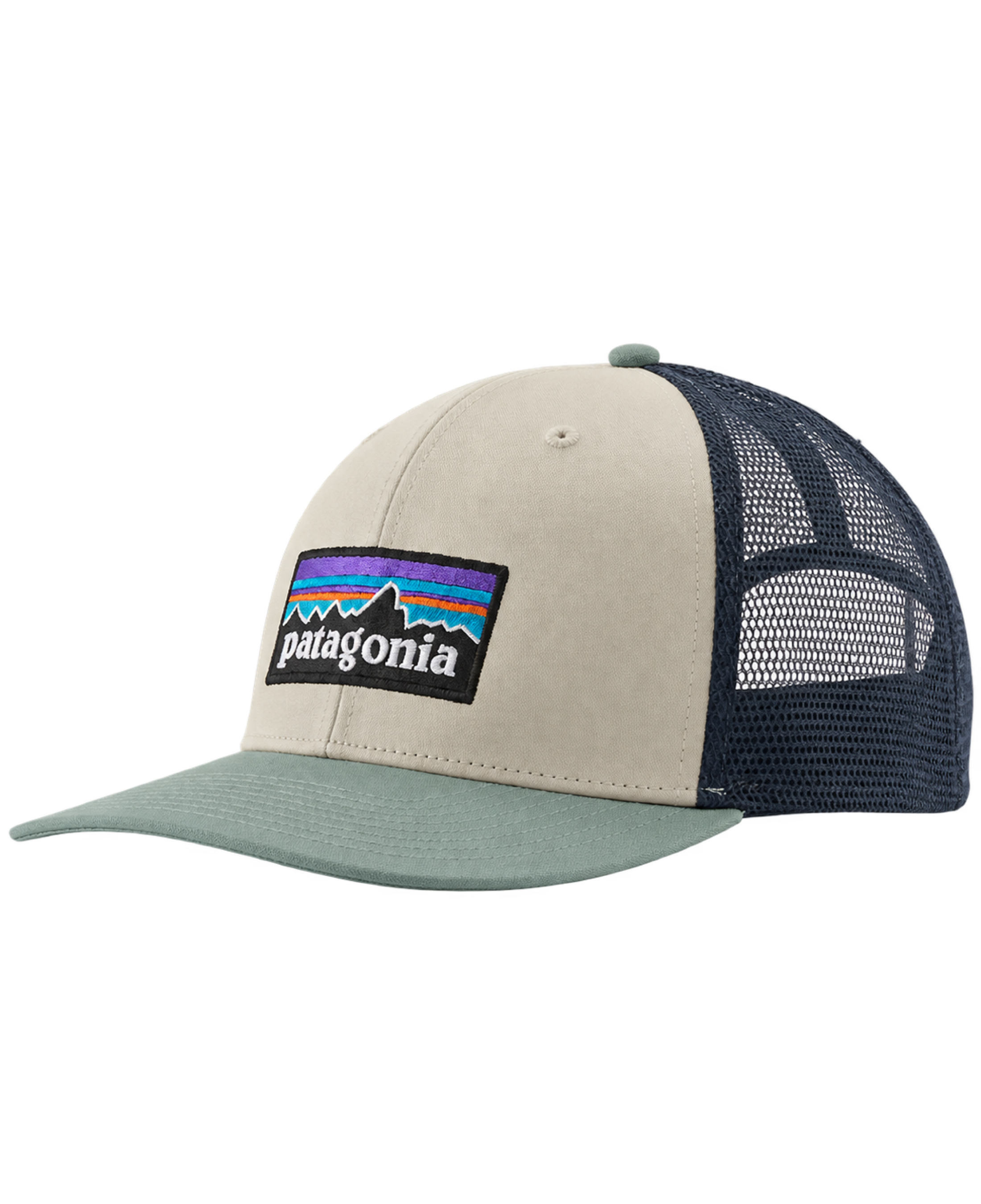Gorra Patagonia P-6 Logo Trucker Pumice flat frontal transparente