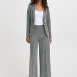 Pantalones ICHI Kate Jacquard Black White Herringbone