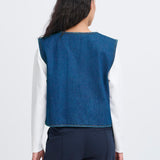 ICHI Pellie Weste Mittelblau