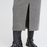 Falda ICHI Kate Jacquard Black White Herringbone