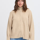 ICHI Ducie Oatmeal Melange Cardigan