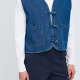 ICHI Pellie Weste Mittelblau