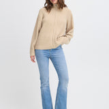 ICHI Ducie Oatmeal Melange Cardigan