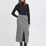 Falda ICHI Kate Jacquard Black White Herringbone