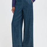 ICHI Aubery Washed Dark Blue Pants