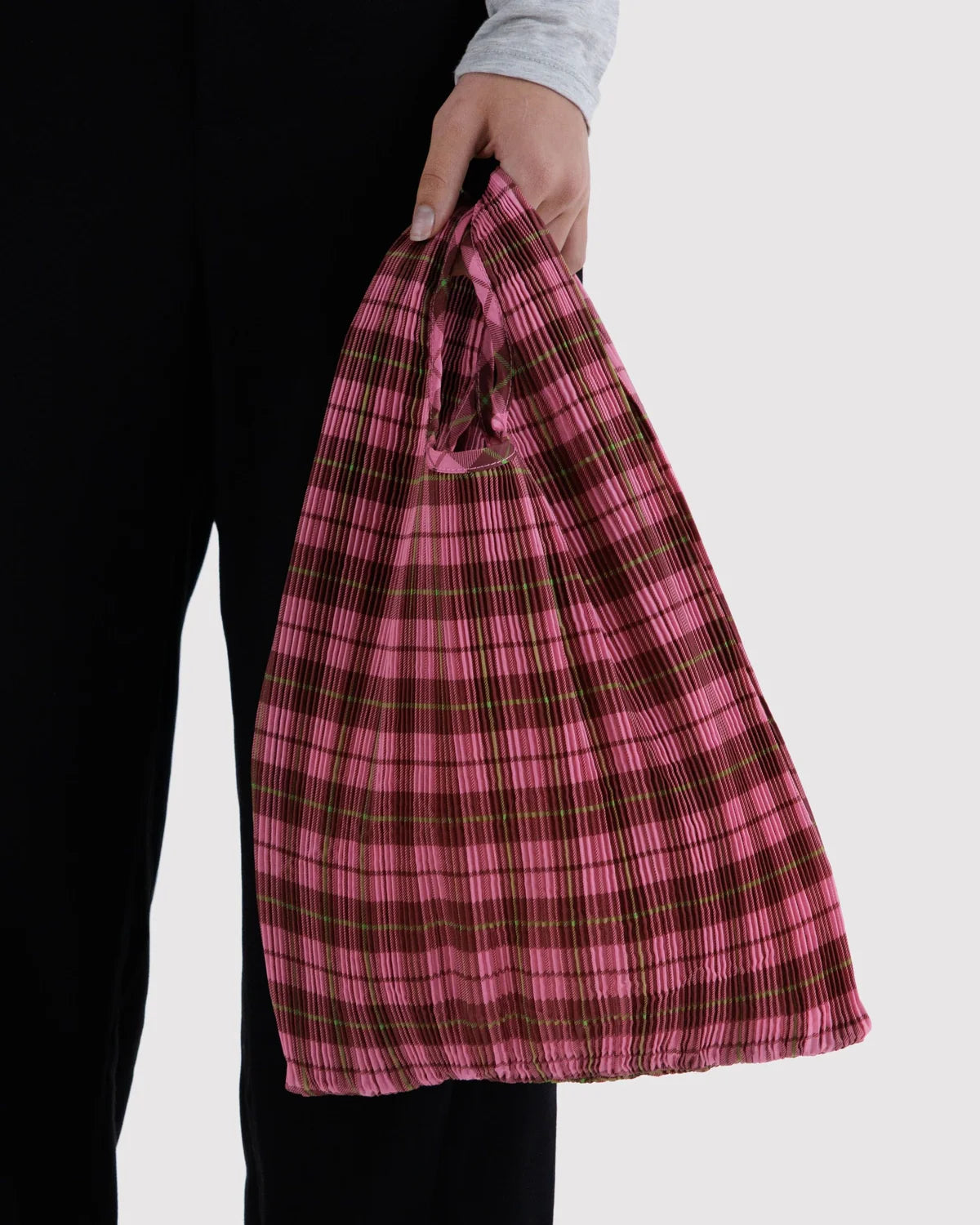 Bolsa BAGGU Pleated Azalea Pink Tartan