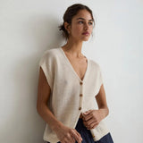 Yerse Peaked Natural Knit Vest