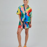Camisa BRAVA FABRICS Maxi Flowers Oversize Azul