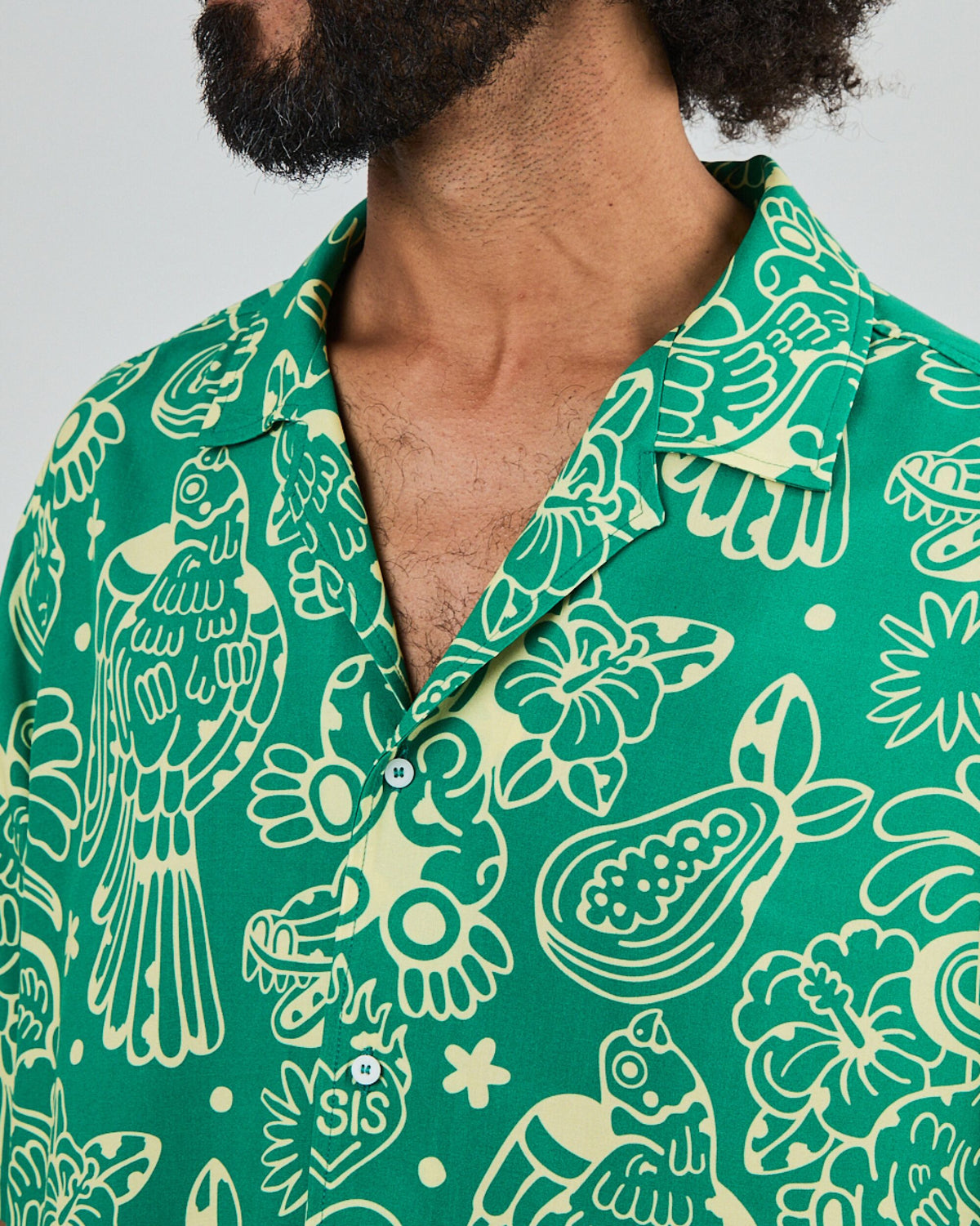 Camisa BRAVA FABRICS Aloha Asis Percales Crocodylus Verde