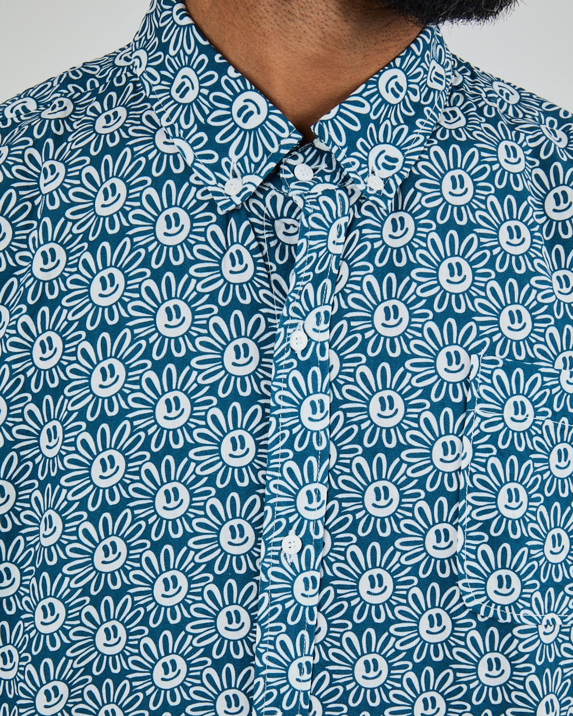 Camisa BRAVA FABRICS Asis Percales Daisy Boxy Azul