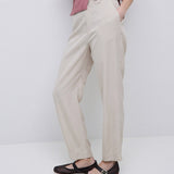 Pantalones YERSE Deia Tencel Beige
