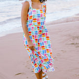 Vestido SUGARHILL Estelle Off White Curved Geometric